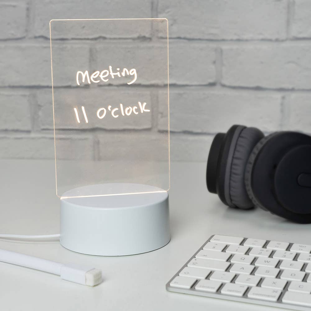 LED Light Up Memo Board - USB Powered Dry Erase Message Board with Neon Glow