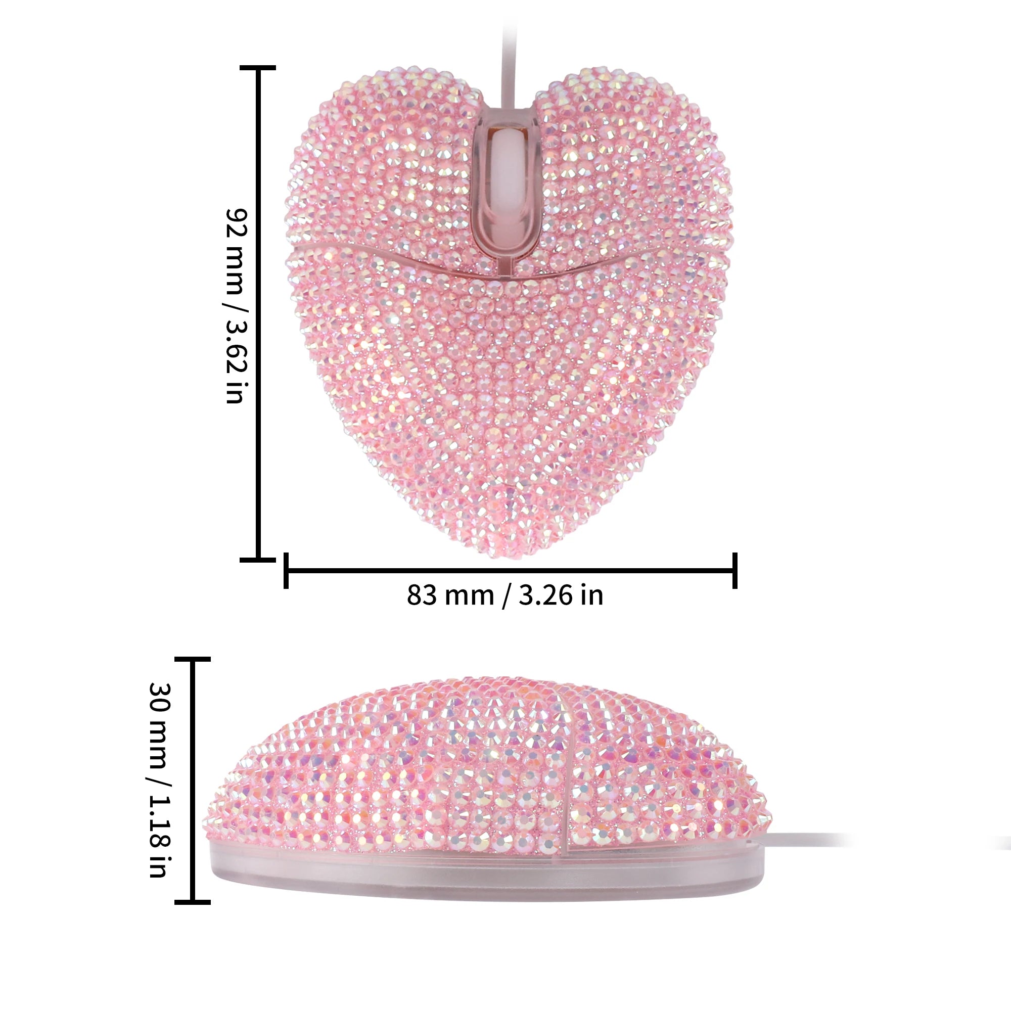 Pink Heart-Shaped Wired Mouse - Cute Mini Computer Mouse for Women, Girls & Office - Plug & Play USB