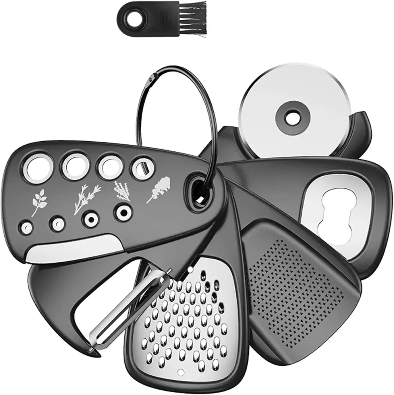 6-in-1 Stainless Steel Kitchen Tool Set - Peeler, Pizza Cutter, Can Opener & More