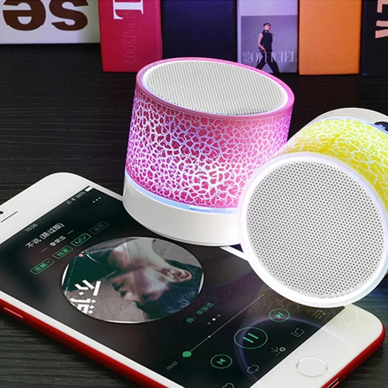 Mini Bluetooth Speaker with LED Lights - Portable Wireless Speaker with TF Card
