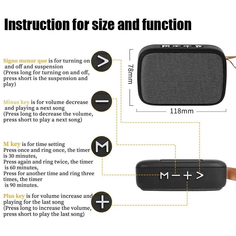 Portable Bluetooth Speaker - Wireless Fabric Soundbar with FM Radio