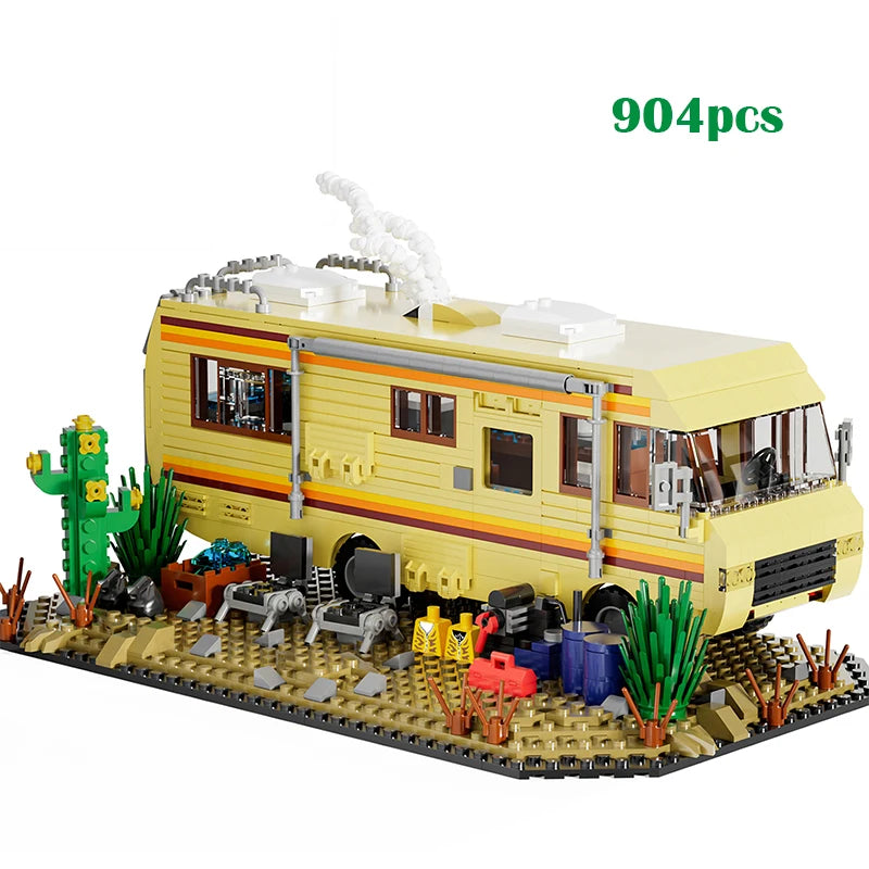 Breaking Bad RV Adventure Camper Bus Car Model with minifigs Building Blocks *Lego compatible*