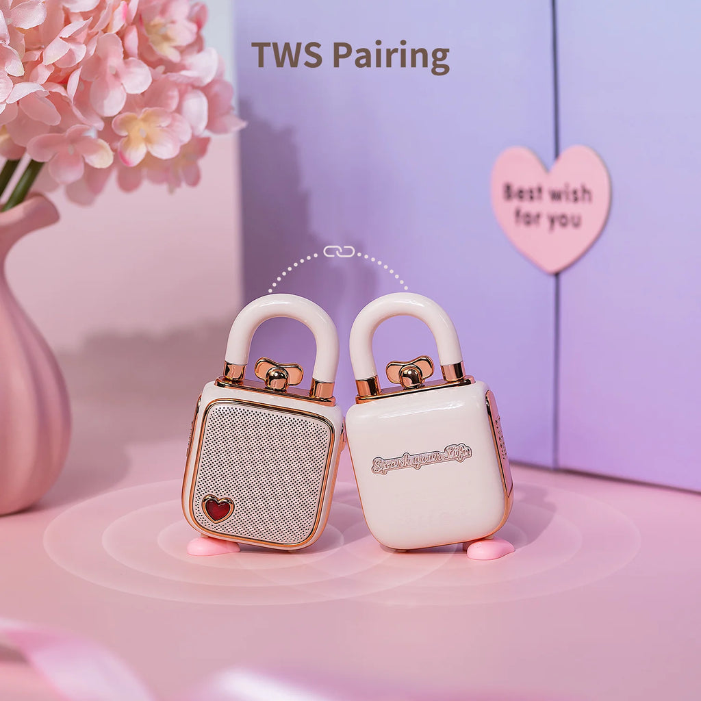 Divoom LoveLock Mini Bluetooth Speaker - Cute Portable Wireless Speaker with 5W Sound