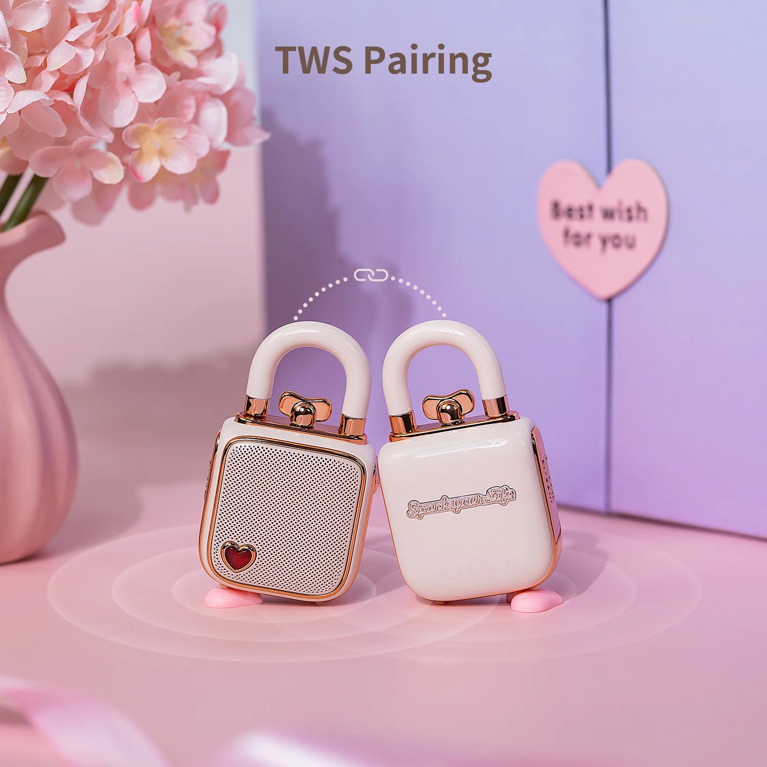 Divoom LoveLock Mini Bluetooth Speaker - Cute Portable Wireless Speaker with 5W Sound