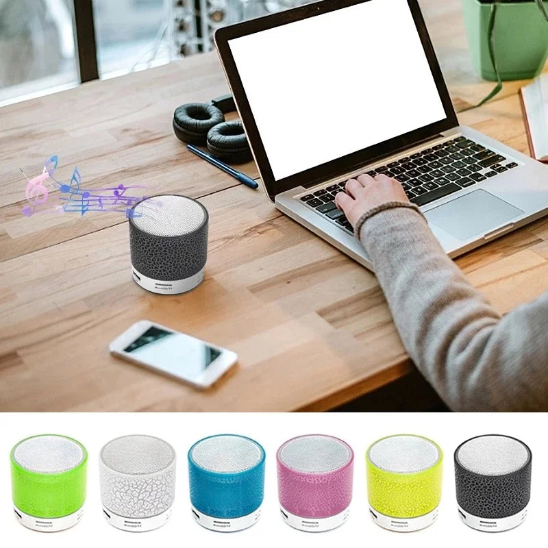 Mini Bluetooth Speaker with LED Lights - Portable Wireless Speaker with TF Card