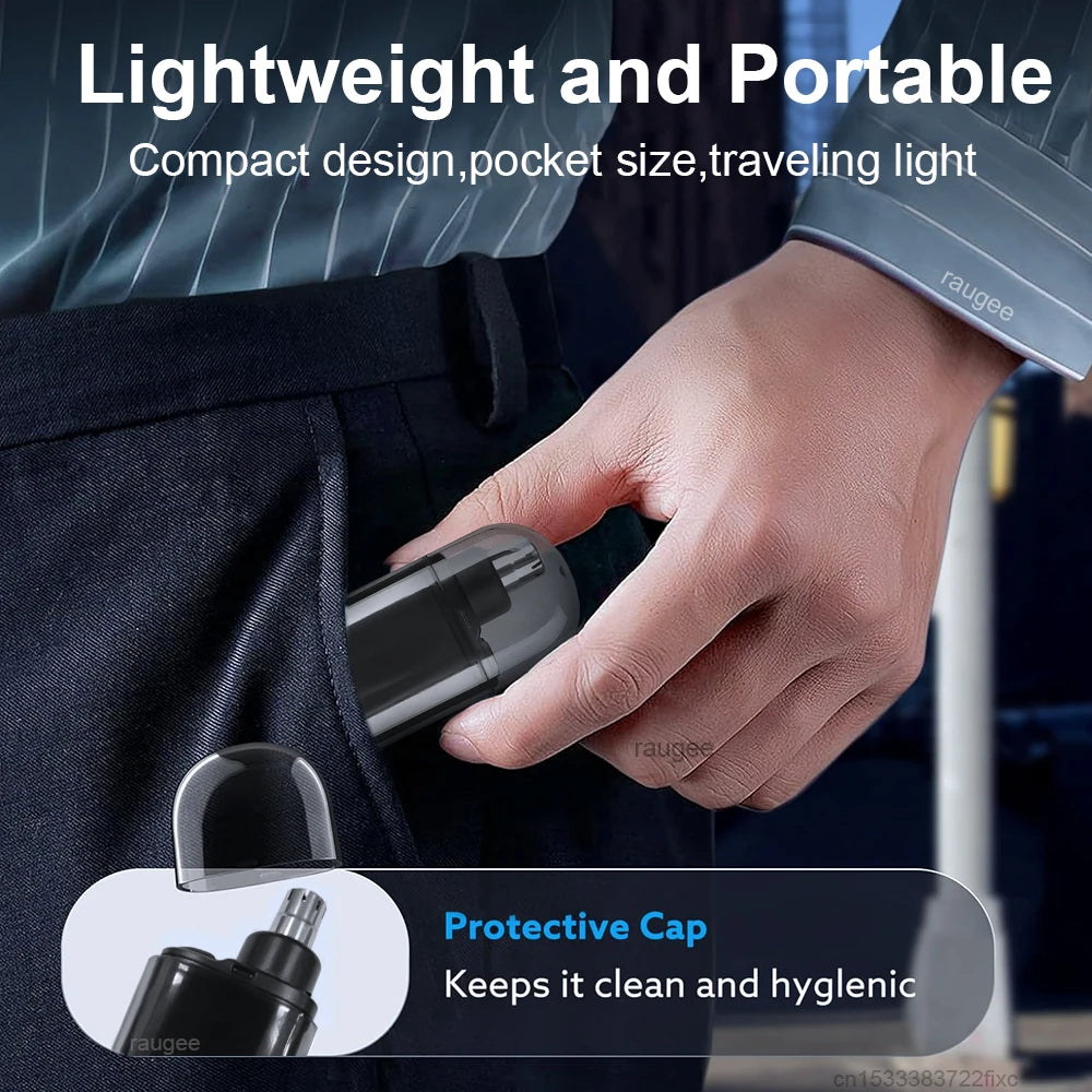 Rechargeable Nose & Ear Hair Trimmer for Men - USB Electric Grooming Tool with LED Display & Waterproof Design