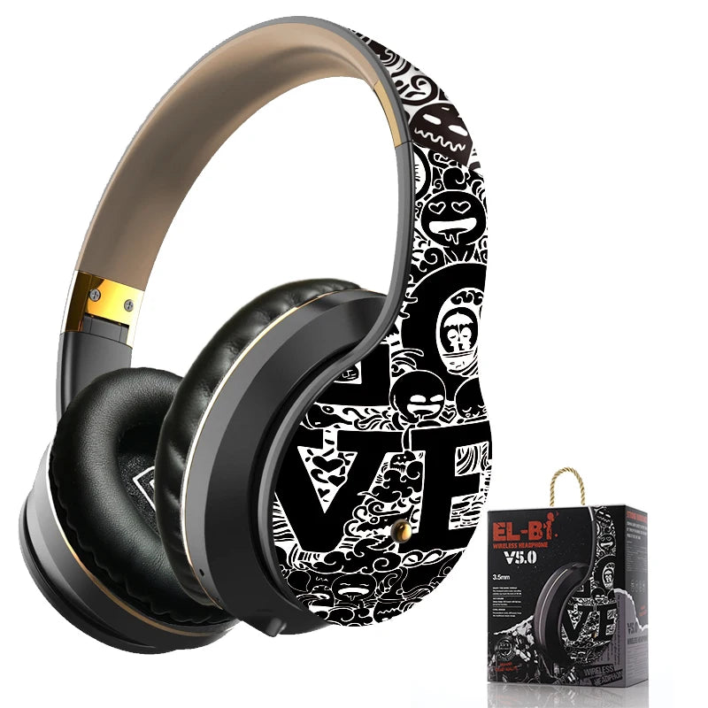 Graffiti Design Wireless Headphones - Bluetooth 5.0 Over-Ear