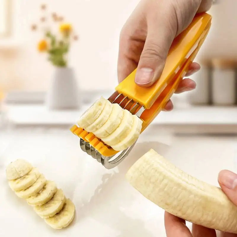 Banana Slicer & Cucumber Cutter - Stainless Steel Fruit & Vegetable Slicer for Salads, Snacks & Meal Prep