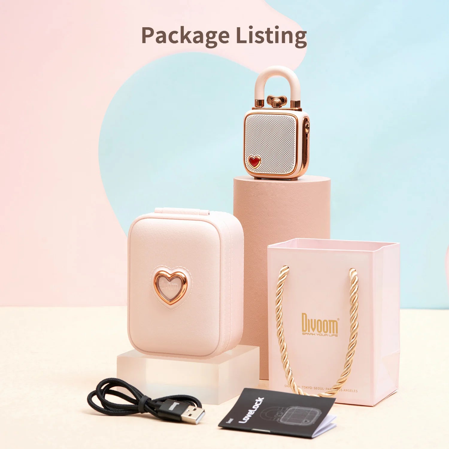 Divoom LoveLock Mini Bluetooth Speaker - Cute Portable Wireless Speaker with 5W Sound