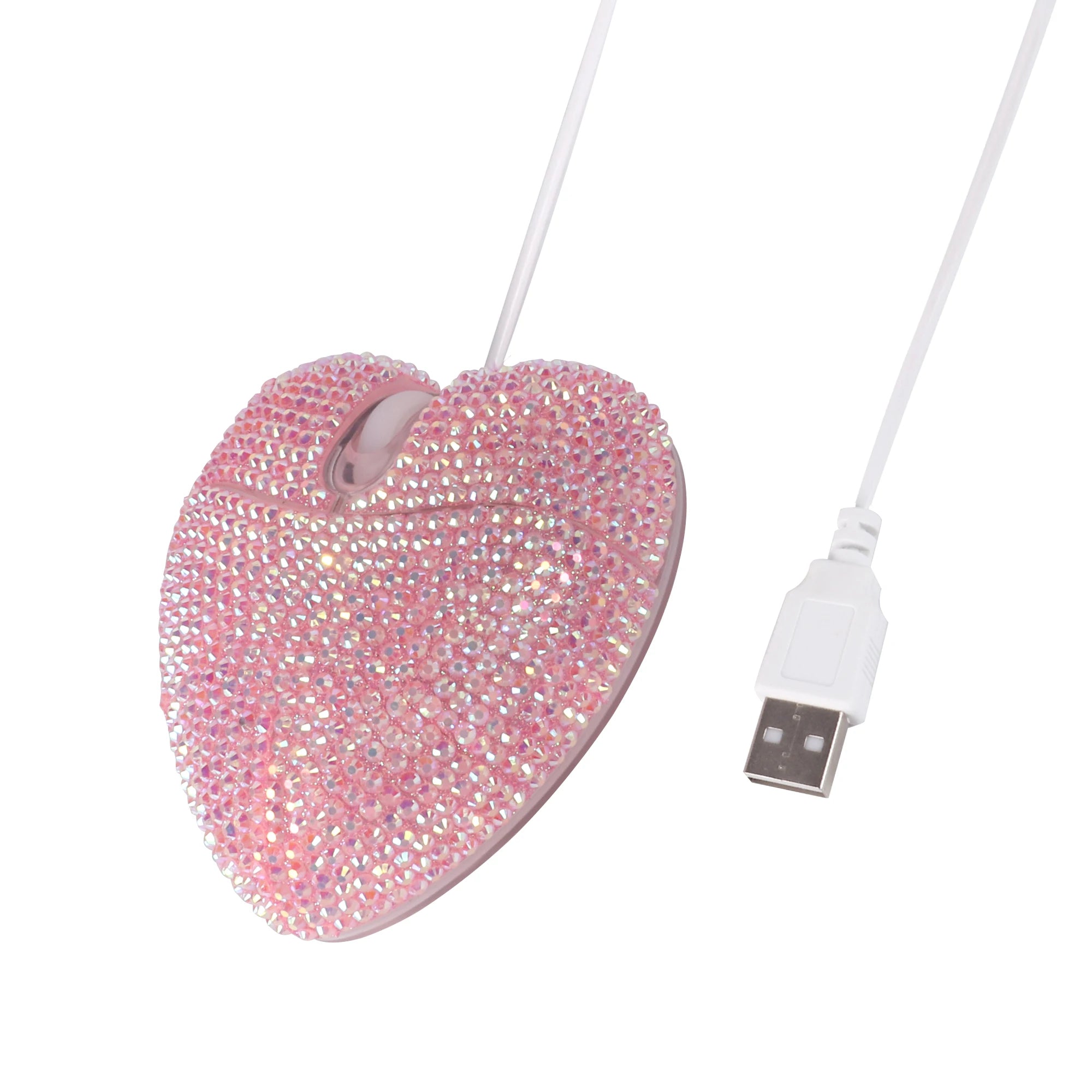 Pink Heart-Shaped Wired Mouse - Cute Mini Computer Mouse for Women, Girls & Office - Plug & Play USB