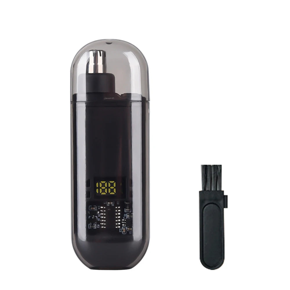 Rechargeable Nose & Ear Hair Trimmer for Men - USB Electric Grooming Tool with LED Display & Waterproof Design