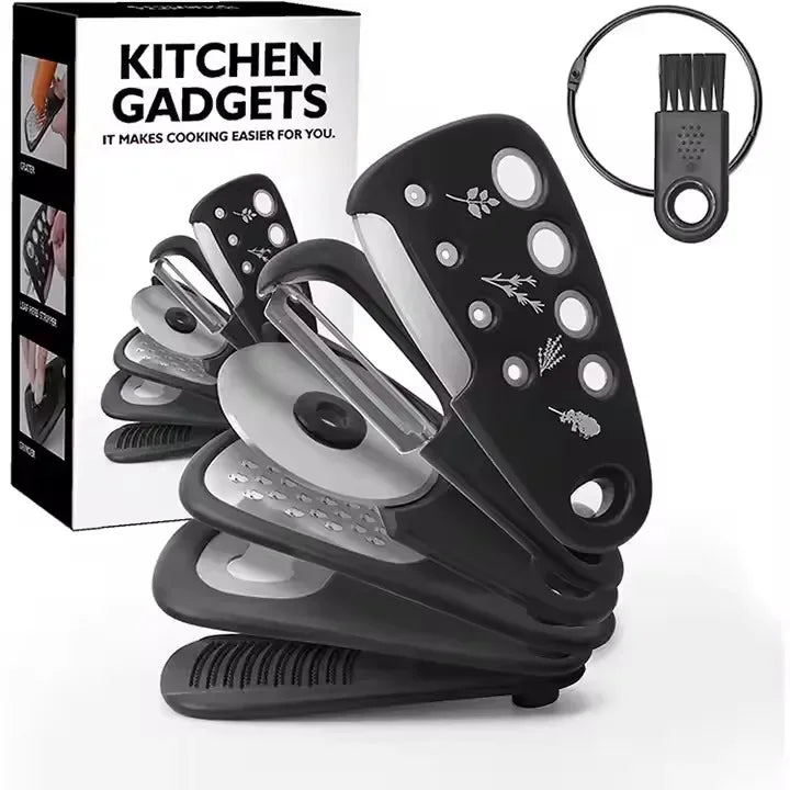 6-in-1 Stainless Steel Kitchen Tool Set - Peeler, Pizza Cutter, Can Opener & More