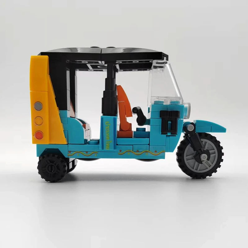 Retro Three-Wheeled Motorcycle Building Blocks Set - MOC Model Kit for Adults, Kids & Desk Display Gift