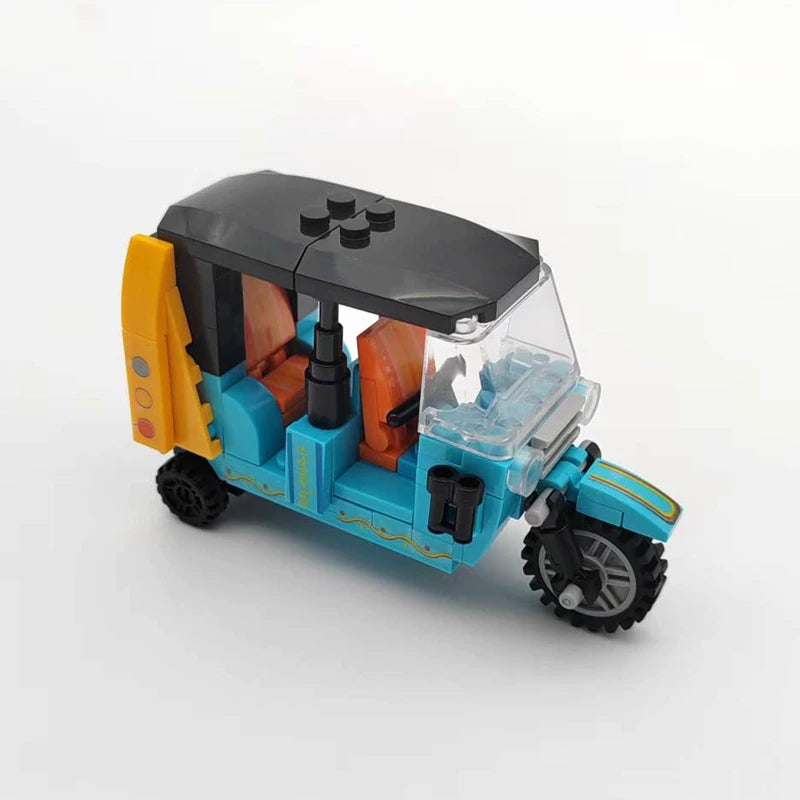 Retro Three-Wheeled Motorcycle Building Blocks Set - MOC Model Kit for Adults, Kids & Desk Display Gift