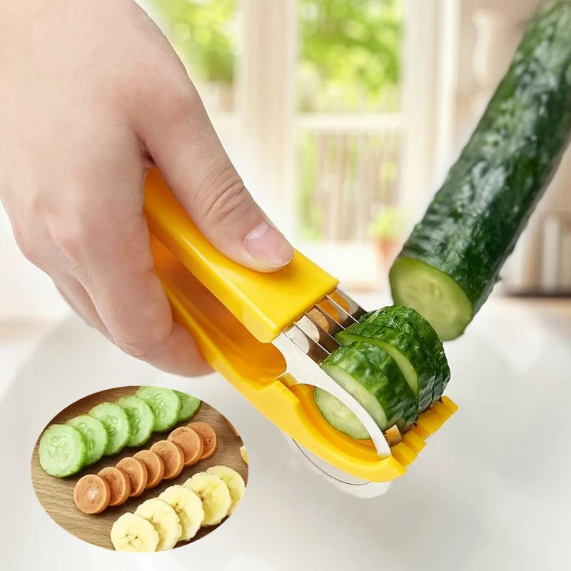 Banana Slicer & Cucumber Cutter - Stainless Steel Fruit & Vegetable Slicer for Salads, Snacks & Meal Prep