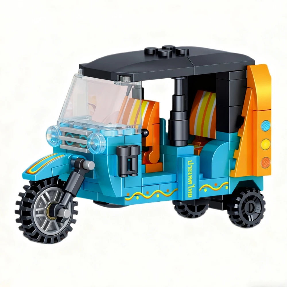 Retro Three-Wheeled Motorcycle Building Blocks Set - MOC Model Kit for Adults, Kids & Desk Display Gift