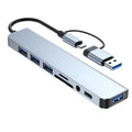 8-in-2 USB C Hub Docking Station - Multi-Port Adapter with SD Card Reader & Audio Jack for Laptop, Tablet & Phone