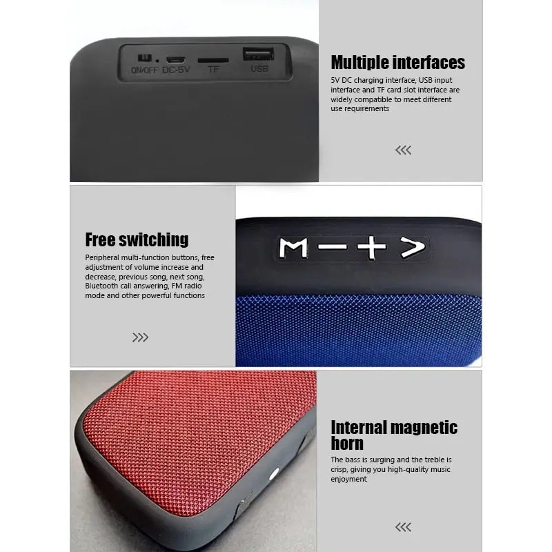 Portable Bluetooth Speaker - Wireless Fabric Soundbar with FM Radio