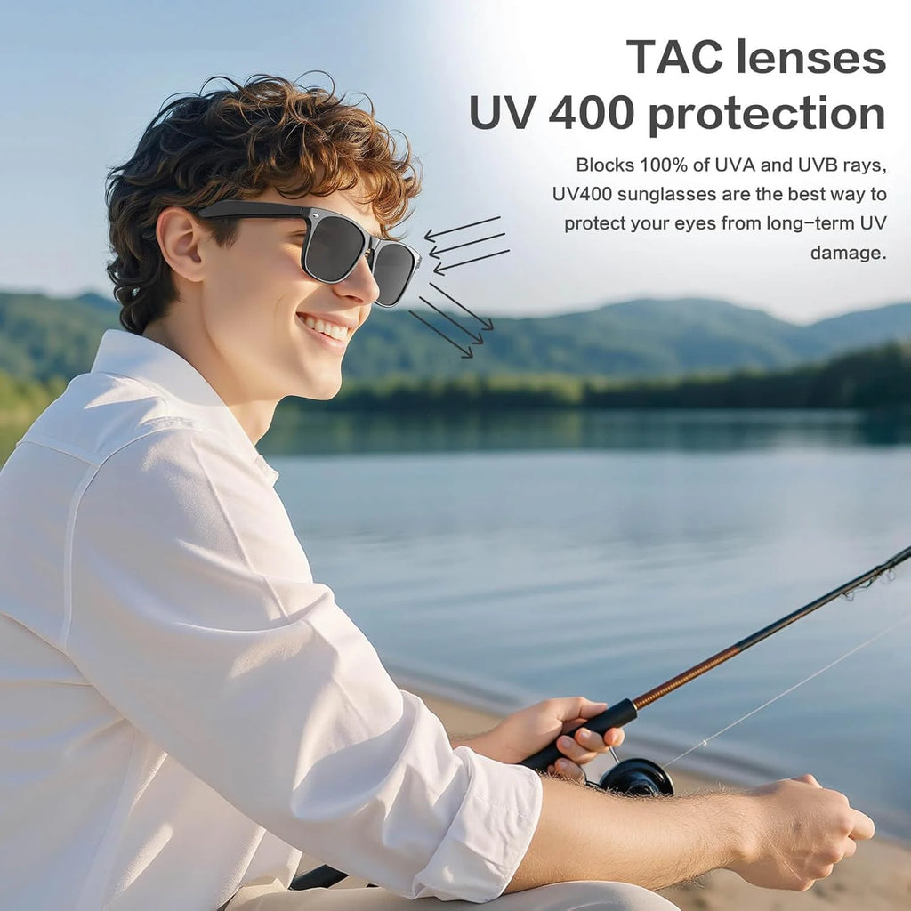AI Smart Glasses with Camera & ChatGPT - Bluetooth Audio Sunglasses with Photo/Video Recording & Voice Assistant