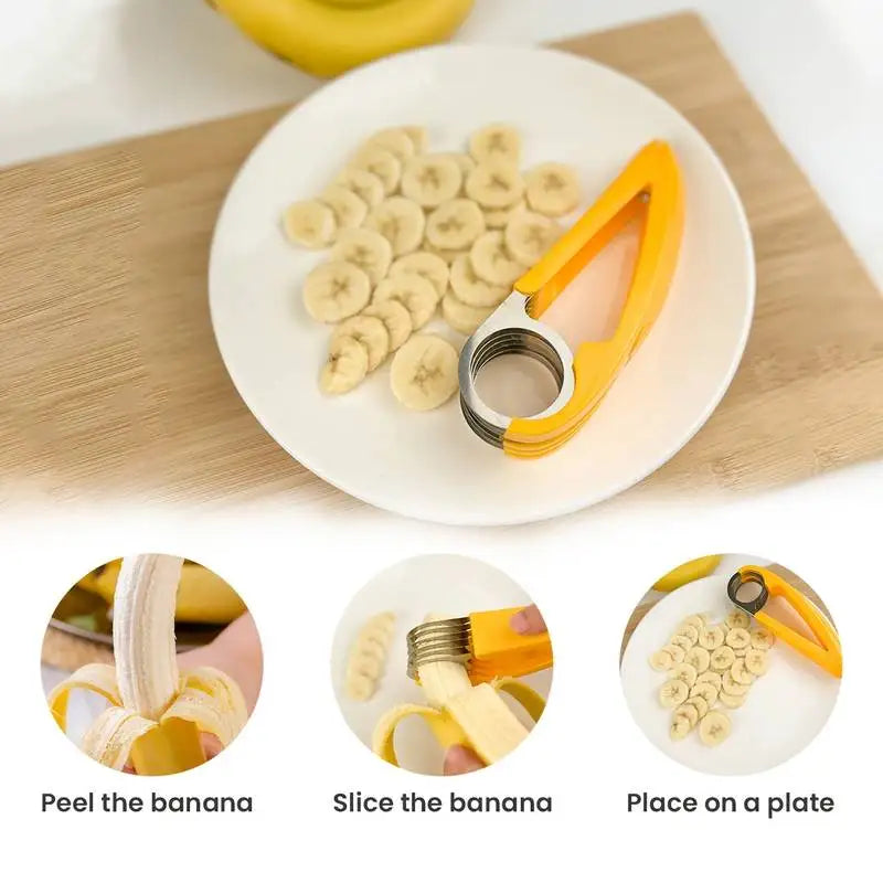 Banana Slicer & Cucumber Cutter - Stainless Steel Fruit & Vegetable Slicer for Salads, Snacks & Meal Prep