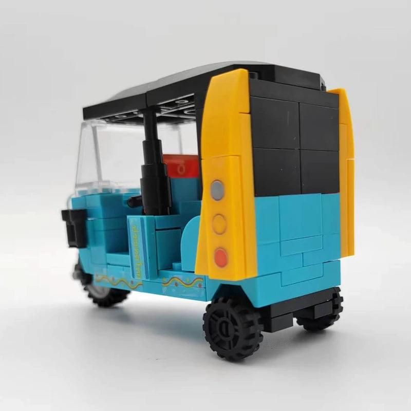 Retro Three-Wheeled Motorcycle Building Blocks Set - MOC Model Kit for Adults, Kids & Desk Display Gift