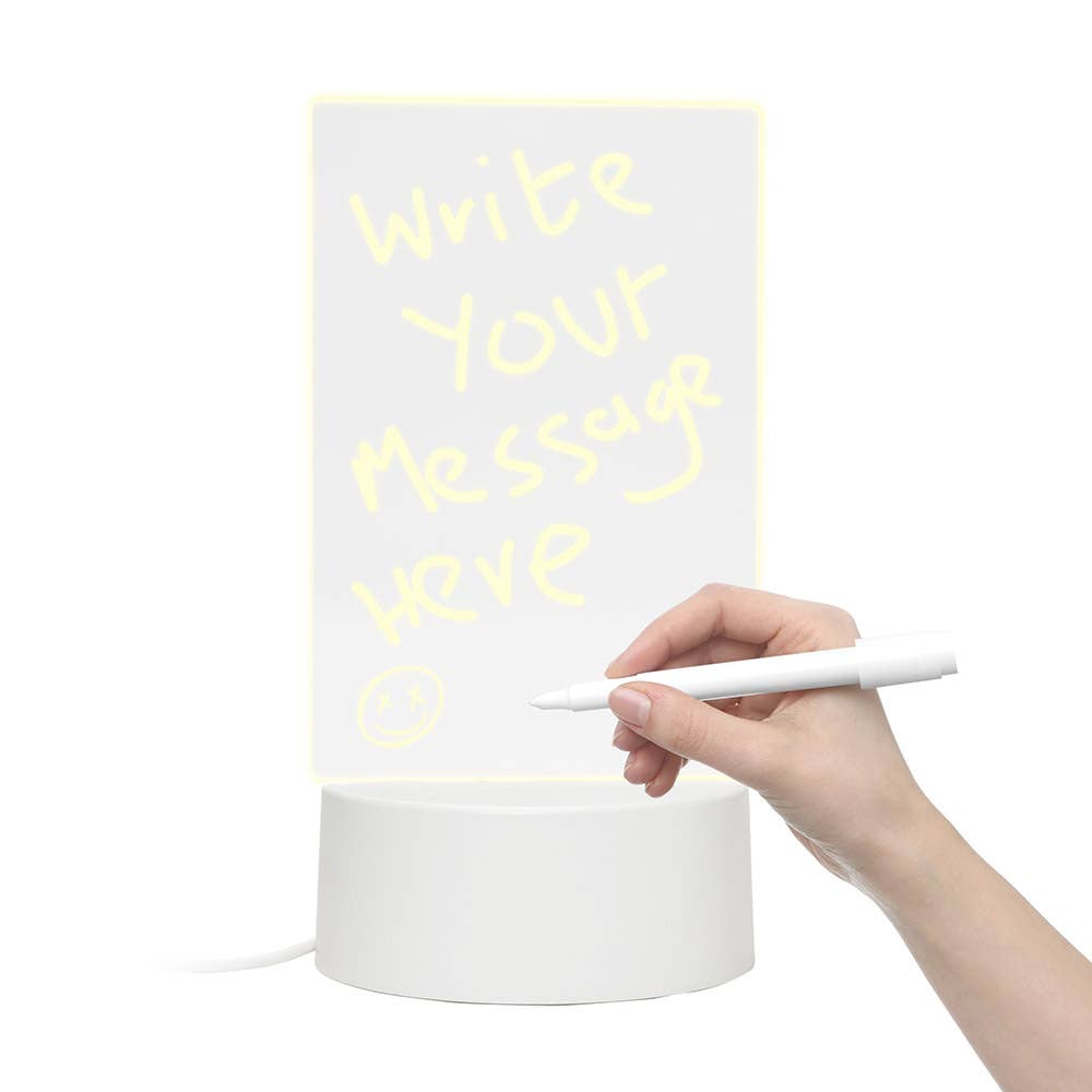 LED Light Up Memo Board - USB Powered Dry Erase Message Board with Neon Glow