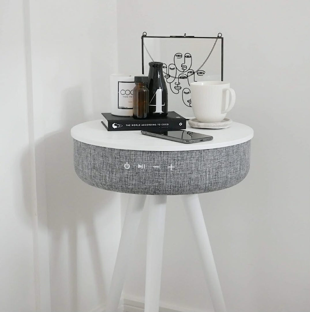Tabblue Bluetooth Speaker Table | Premium Wooden Side Table with 360° Sound & USB Charging